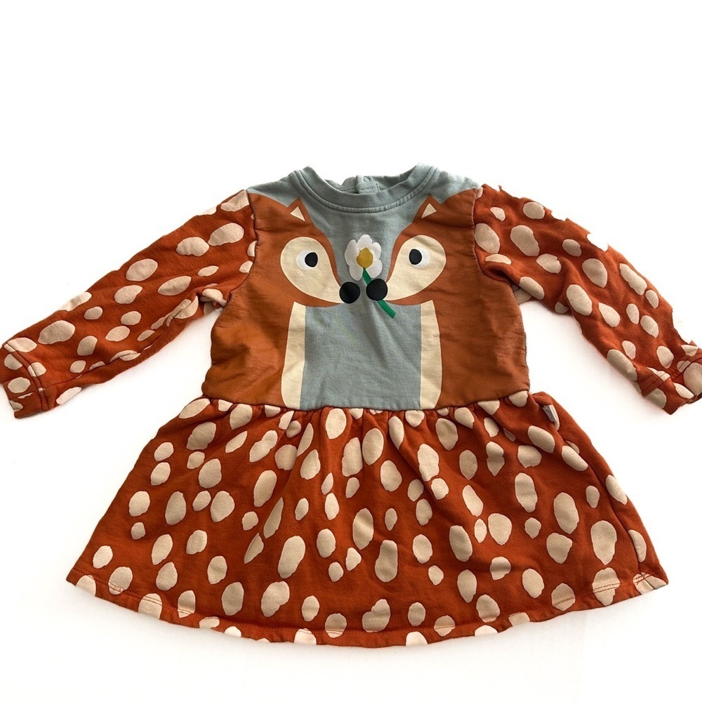 Stella McCartney Kids Fox Print Dress (36 Months) Orange Fleece